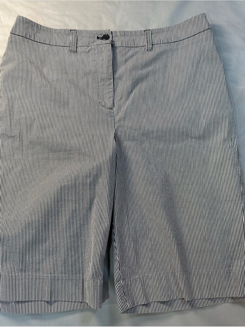 Anne Klein Sport Women's Navy and White Pinstripe Bermuda Shorts
